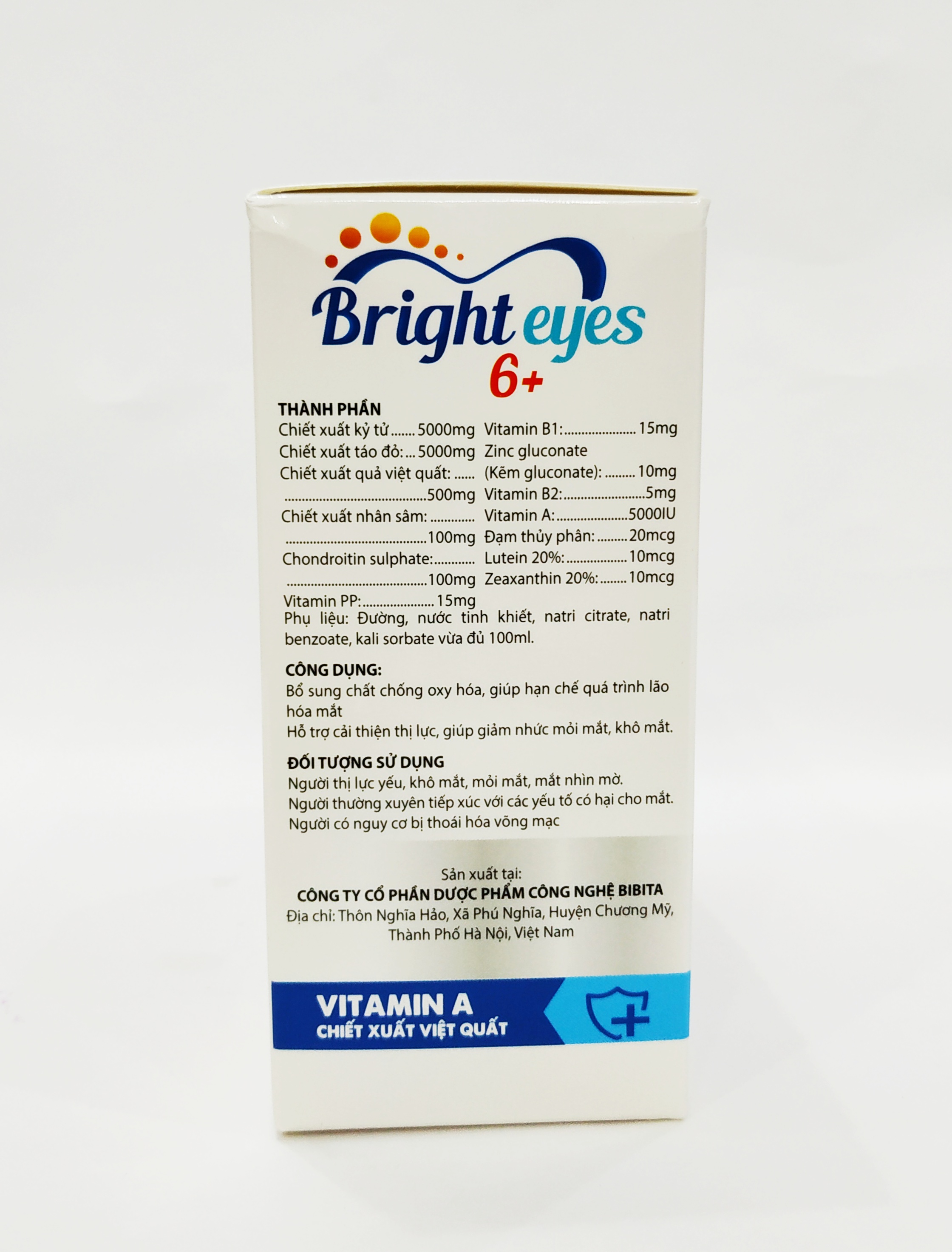 SIRO BỔ MẮT BRIGHT EYES 6+ BỔ SUNG VITAMIN A VÀ CÁC CHẤT CẦN THIẾT GIÚP TRẺ CÓ ĐÔI MẮT SÁNG KHỎE - GIẢM MỎI MẮT, KHÔ MẮT, MỜ MẮT – HẠN CHẾ CẬN THỊ - KHỎI LO CÁC BỆNH VỀ MẮT - HỘP 20 ỐNG NHỰA BẺ