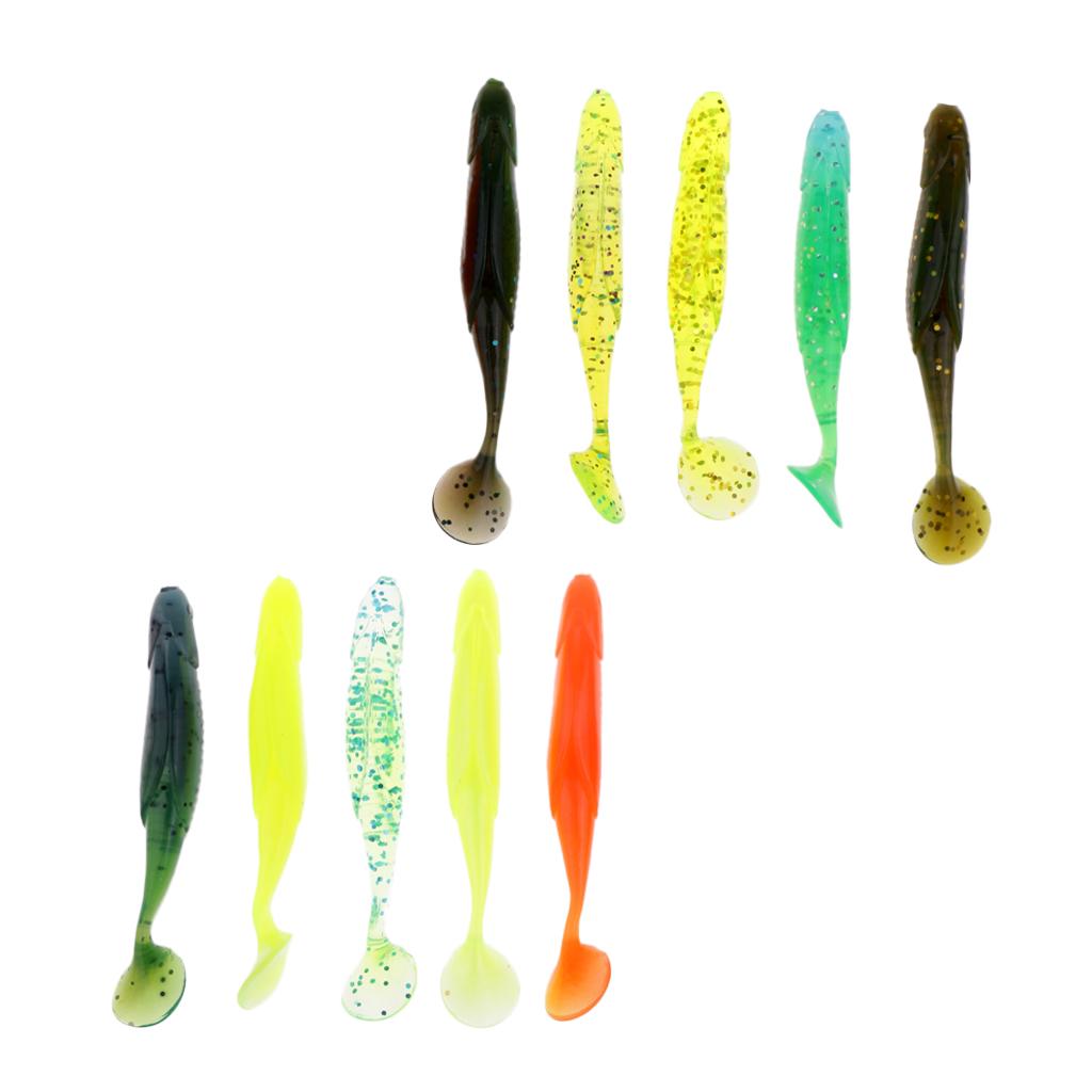 10Pcs Artifical Soft Plastic Vivid Fishing Worm Bionics Sea Bait Lures 6g