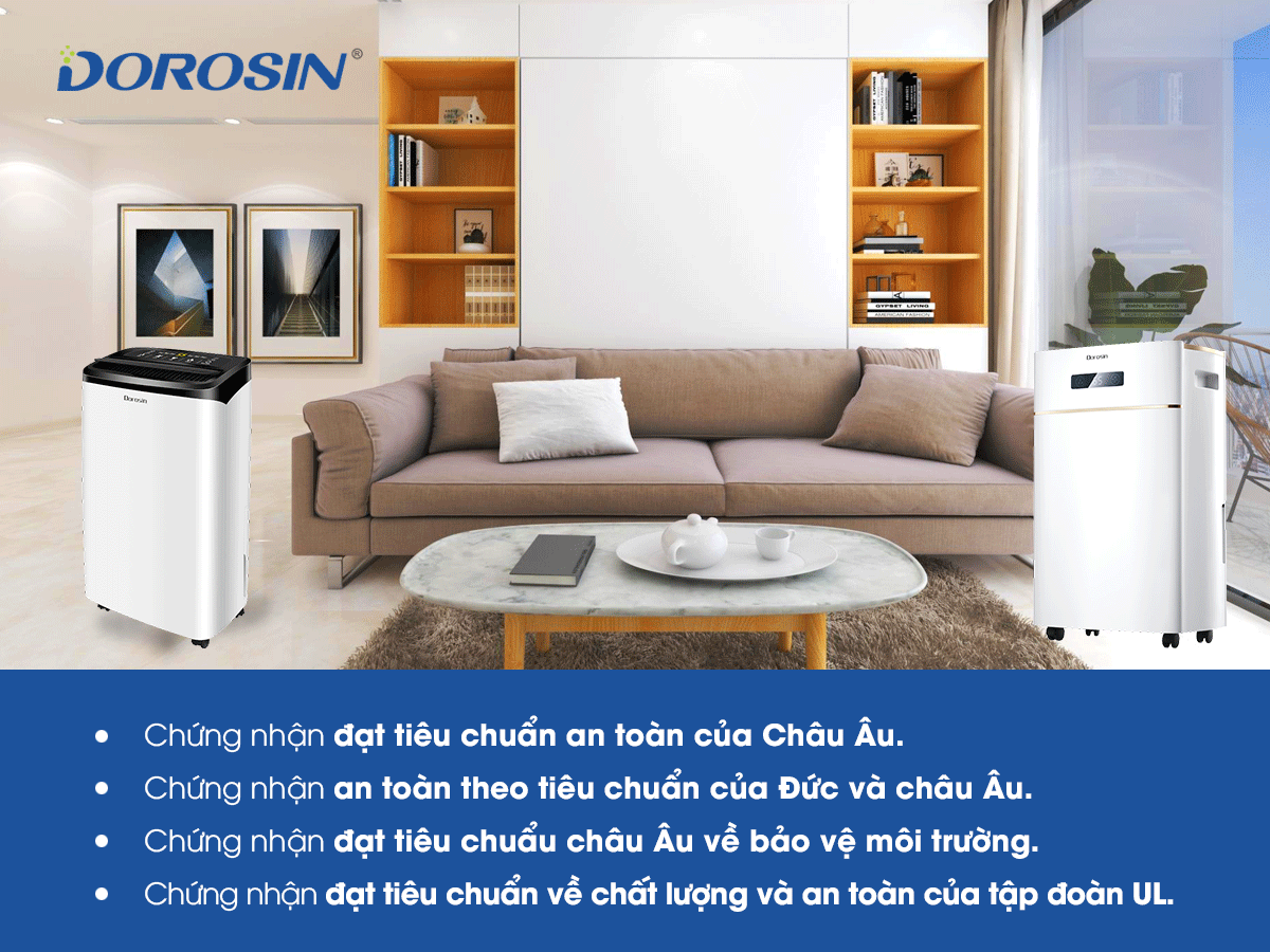 Máy hút ẩm gia dụng chính hãng Dorosin 618C (40m2)/Công suất hút ẩm 18 lít /ngày - Cảm biến điện tử thông minh - Độ ồn thấp