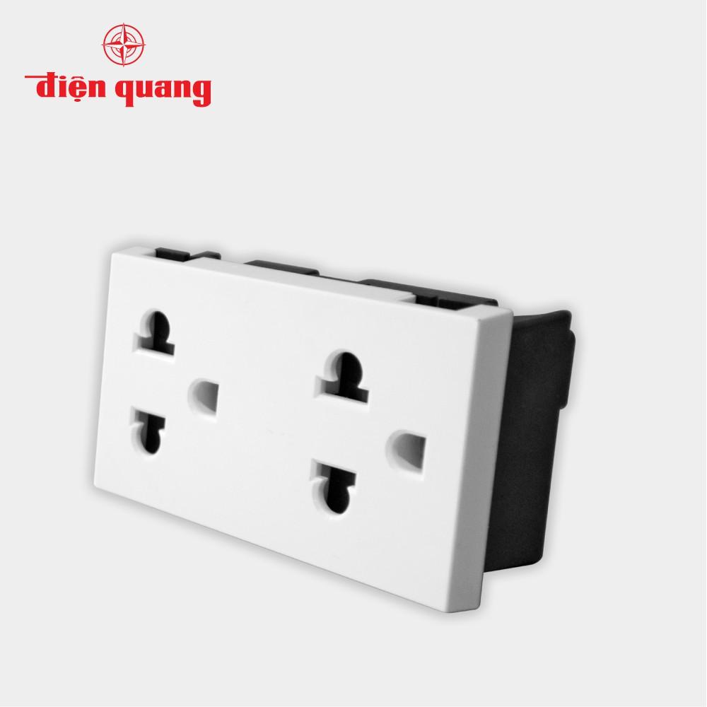 Set 3 Ổ cắm 3 chấu đôi âm tường Điện Quang DQHome ĐQ IW1 O3PD W (màu trắng)