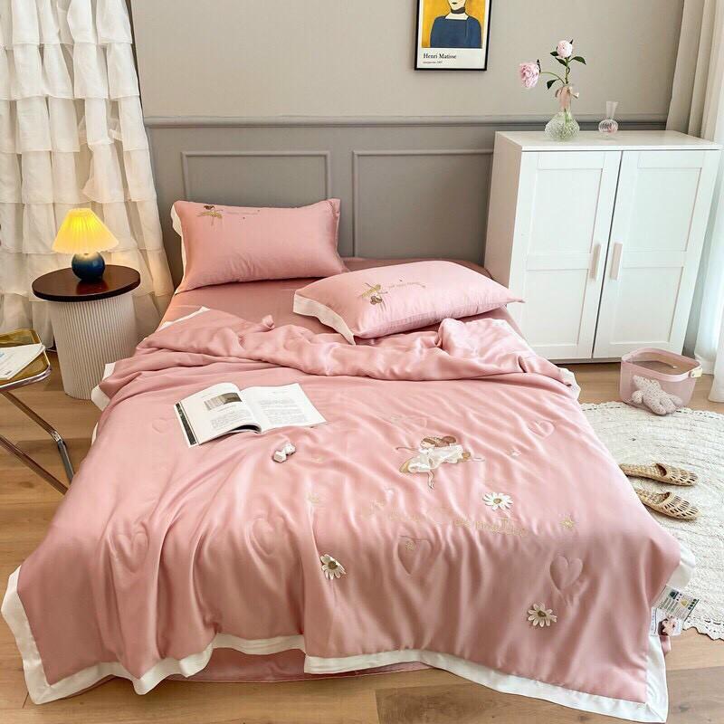 Bộ chăn ga gối Tencel 4 món chăn trần