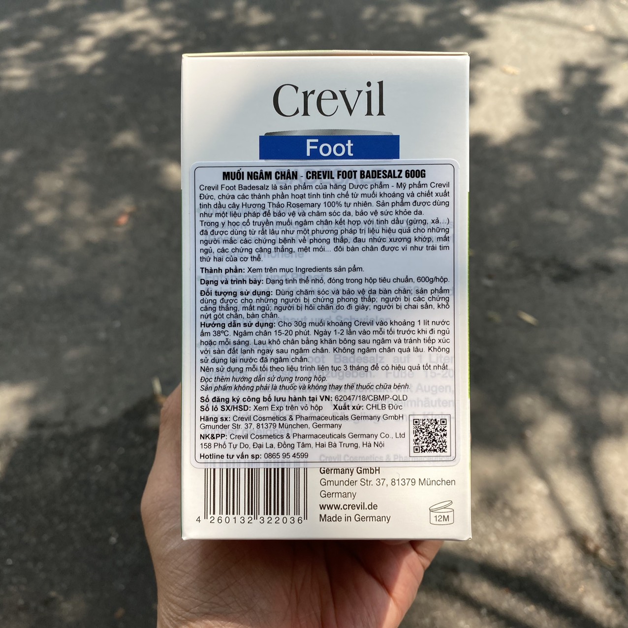 Muối ngâm chân thảo dược Crevil Foot Badesalz đau khớp, hôi chân (600g) - KBM02