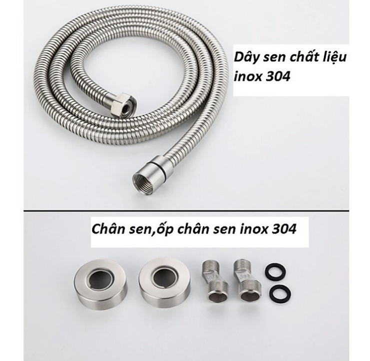 Bộ Sen Cây Tắm Đứng Nóng Lạnh INOX SUS 304 Cao Cấp Đầy Đủ - Hàng Chính Hãng KG