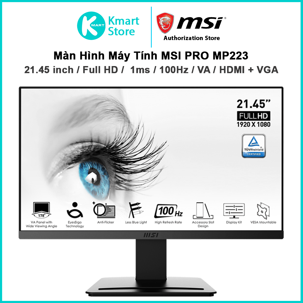 Màn hình máy tính MSI PRO MP223 21.45inch (FHD/VA/100Hz/1ms) - Hàng chính hãng