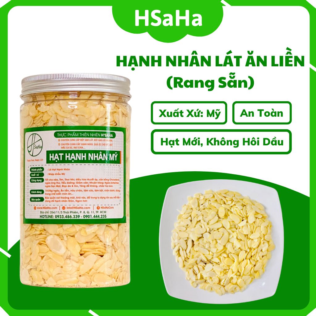 Hạnh Nhân Lát Ăn Liền HSaHa - Hạt Hạnh Nhân Cắt Lát Mỏng Rang Mộc - Giòn, Béo, Thơm, Ngon