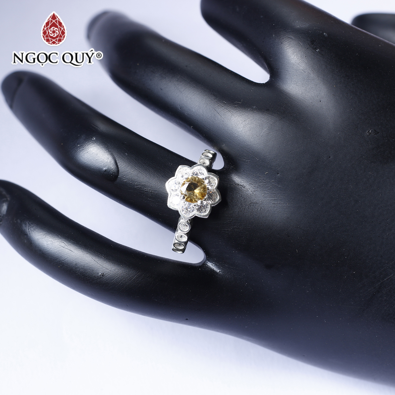 Nhẫn bạc nữ Citrine mệnh thổ, kim - Ngọc Quý Gemstones