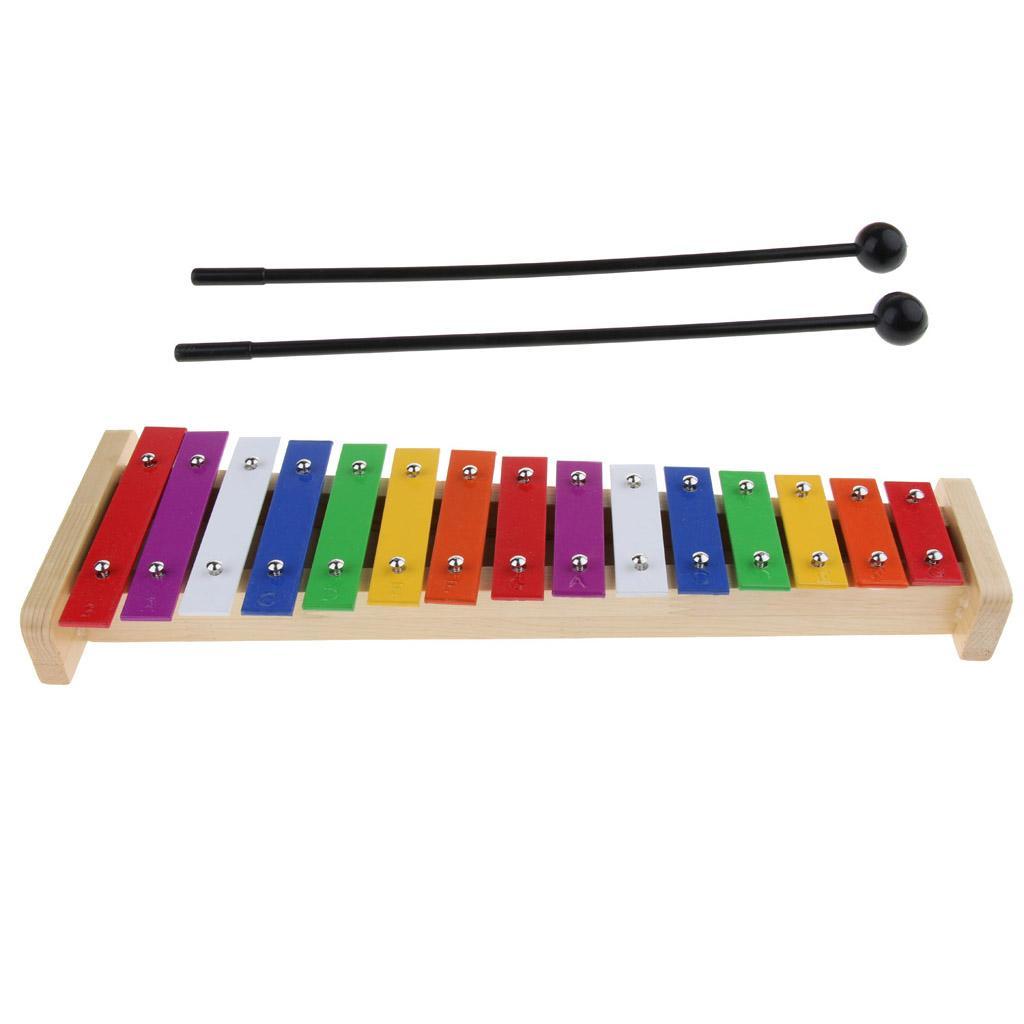 2 Pieces 15 Notes Kids Piano Toys Xylophone Colorful Toys Sound Brick Wood