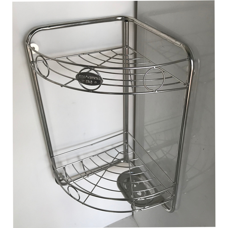 Kệ góc nhà tắm 2 tầng có khay để xà phòng - inox cao cấp HTD-KGT04B