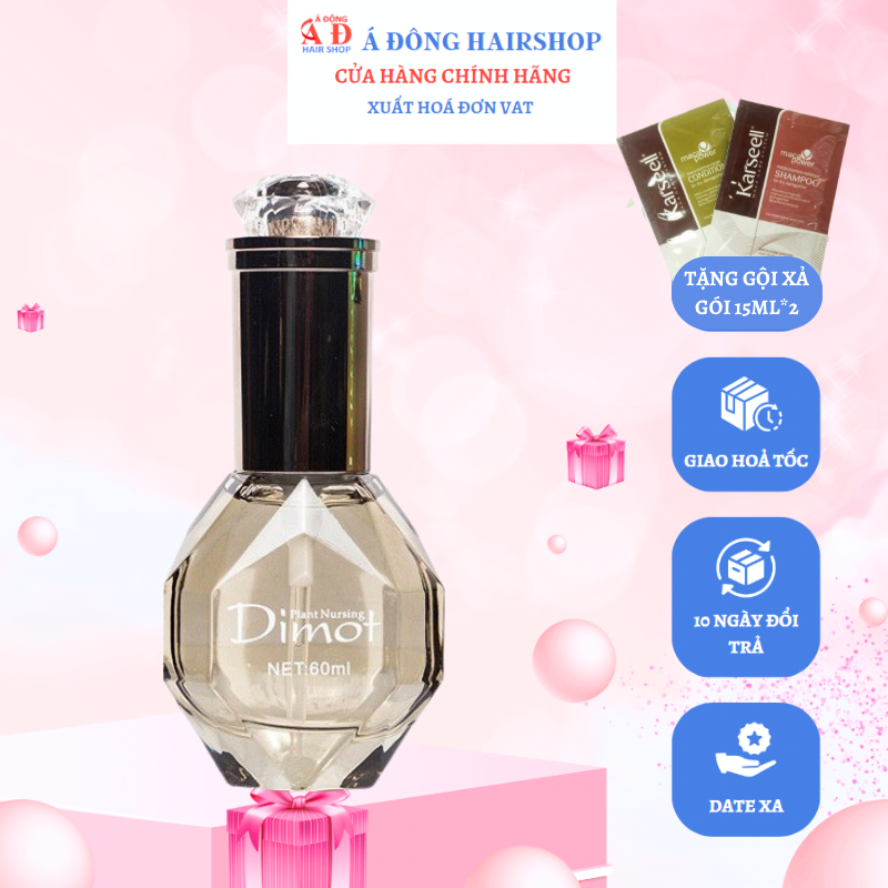 Tinh dầu dưỡng Dimot Silu bóng tóc, chống rối, chẻ ngọn 60ml + Gội xả gói Karseell 15ml