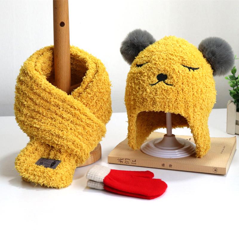 1-5 Tuổi Mùa Đông + Nón + Khăn Choàng + Găng Tay Bé Trai & Bé Gái Nón Khăn Găng Tay 3 Món Cho Bé trẻ Em Đầu Trẻ Em Nắp Ấm