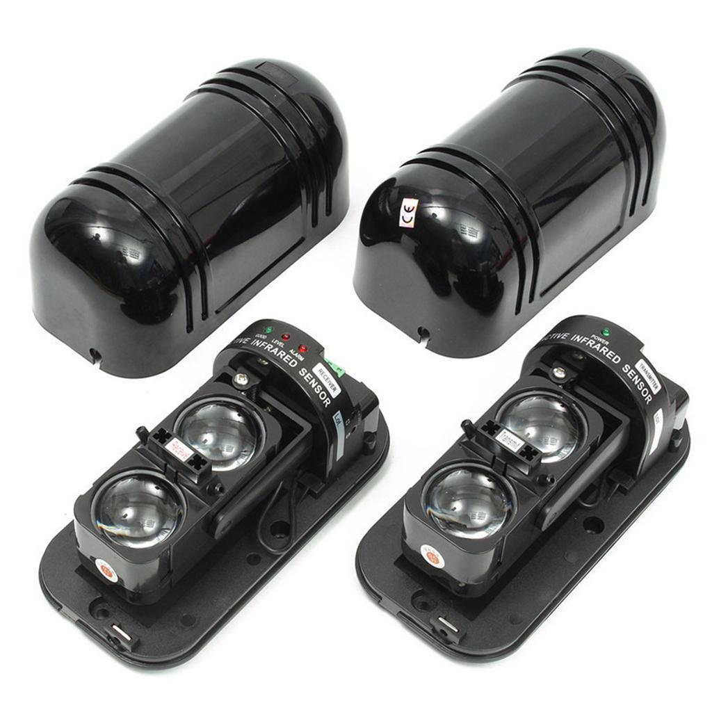 New Dual Alarm Beam Sensor Infrared Detector Sensor Waterproof Alarm Black
