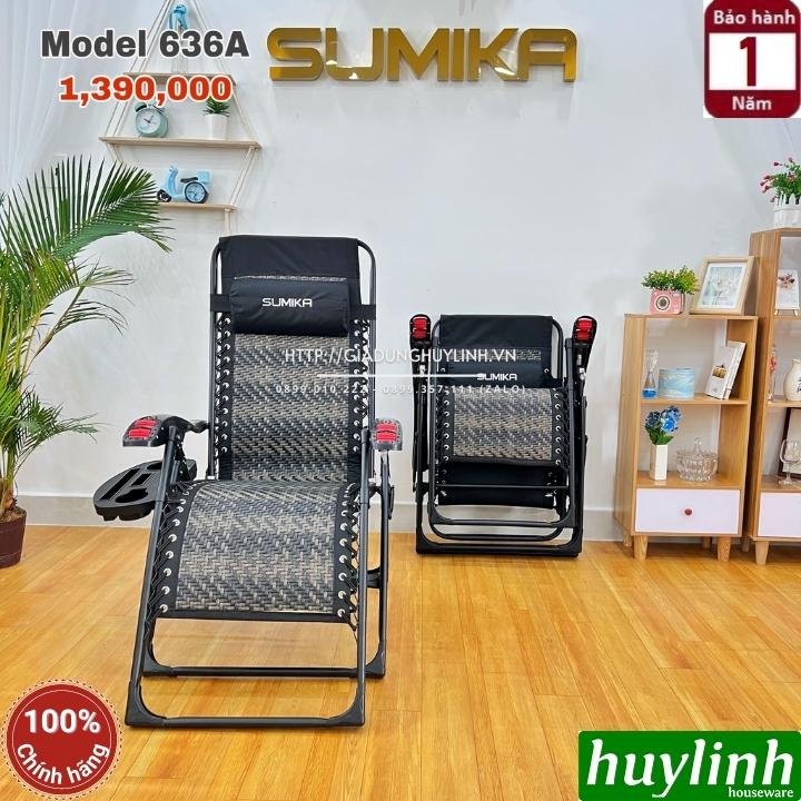 Ghế xếp gấp lưới vân mây đan thư giãn Sumika 636A - Kèm con lăn massage tay - Tải trọng 300kg - Hàng chính hãng