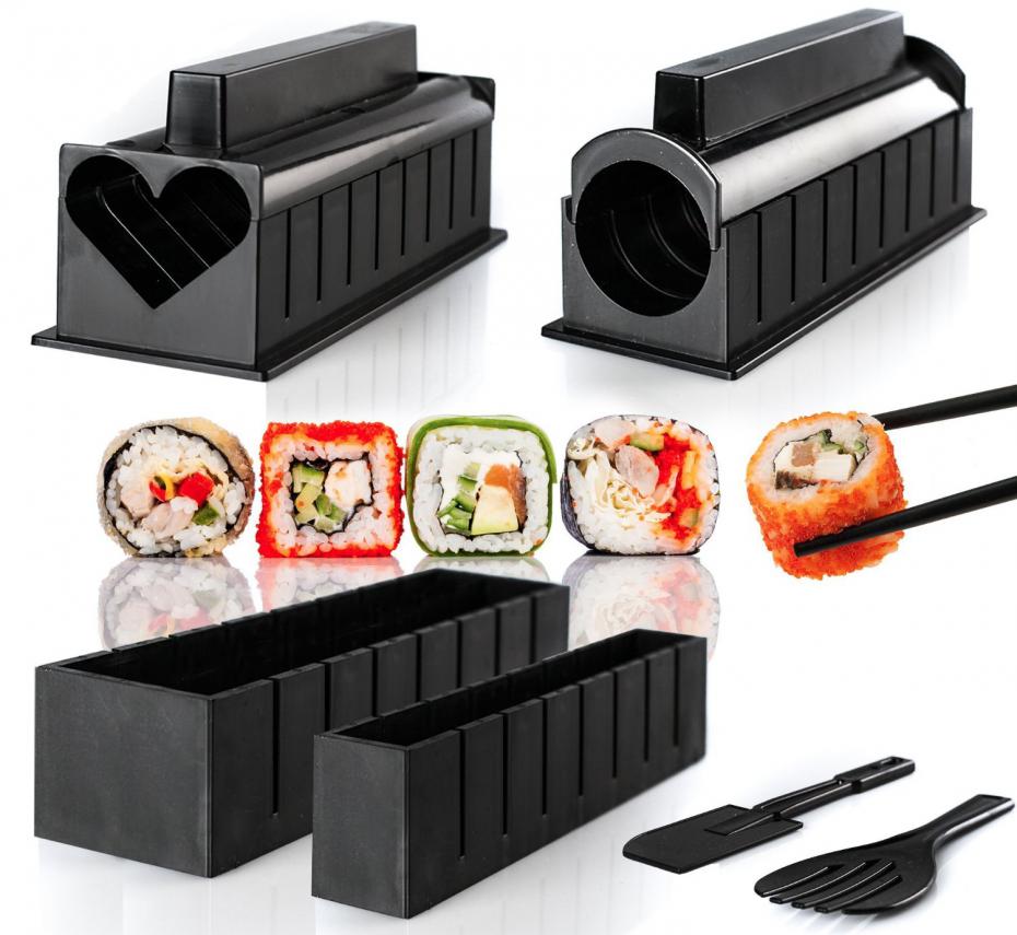 Bộ dụng cụ cuốn sushi 10 món siêu nhanh (Hình trái tim và hình tròn)