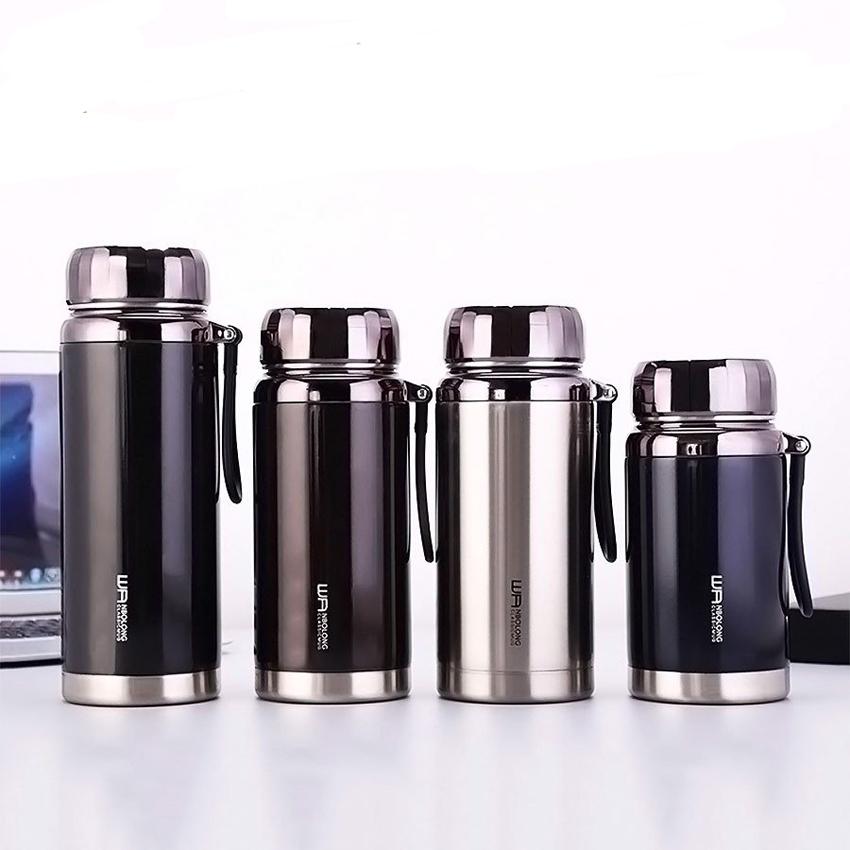 Bình giữ nhiệt kim cương 1500ML nắp đậy chặt chống rỉ sét giữ nhiệt nóng lạnh tốt 6 - 8h có quai đeo chắc chắn thiết kế sang trọng mầu sắc thanh lịch tiện lợi 1 lưới lọc inox pha trà