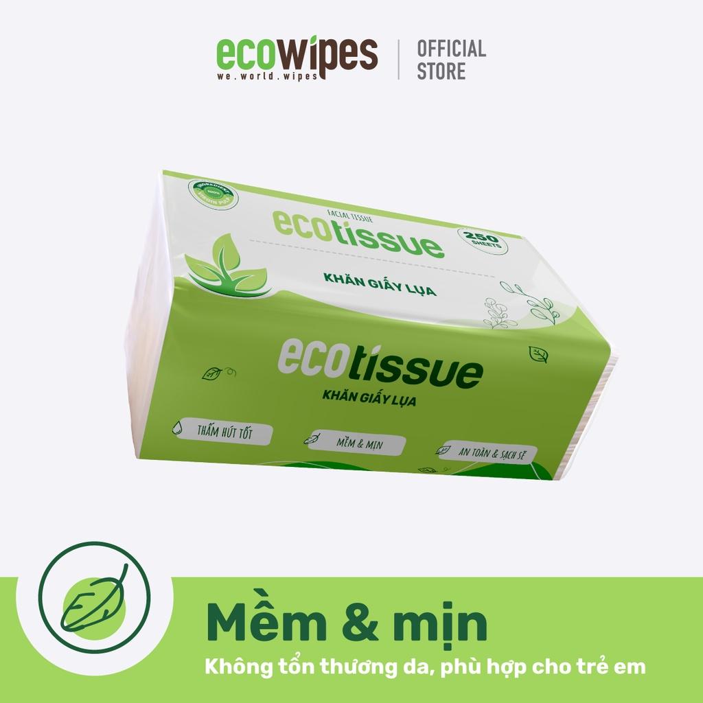 Combo 03 gói khăn giấy lụa khăn giấy ăn rút Ecotissue gói 250 tờ thấm hút tốt mềm mịn an toàn sạch sẽ