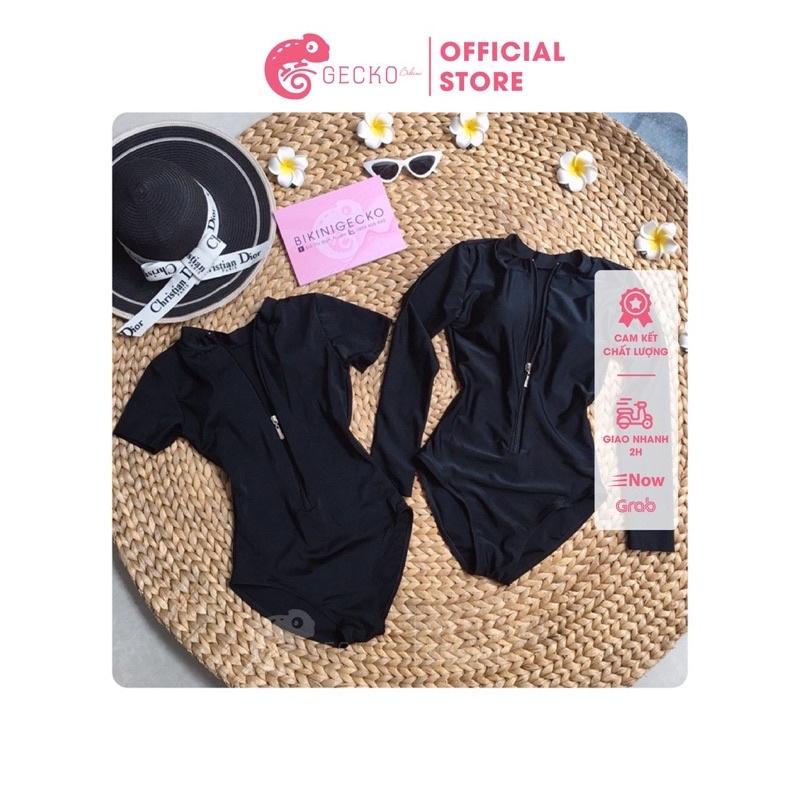 Bikini Đồ Bơi 1 Mảnh Nữ Có Tay Khóa Kéo Màu Đen Kín Đáo Quần Đùi GK0153 (Tay Ngắn, Tay Dài, Ảnh Thật)