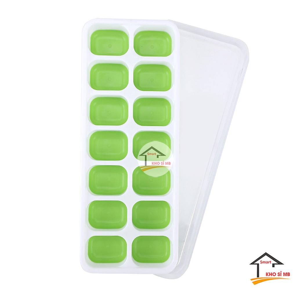 Khay làm đá silicon có nắp đậy trong suốt tiện dụng, hộp trữ đông, bảo quản đồ ăn dặm cho bé, kho sỉ mb