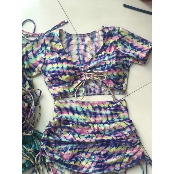 Bikini biển 2 mảnh ️ Siêu hót ️ Đồ bơi tay ngắn phối quần rút hông