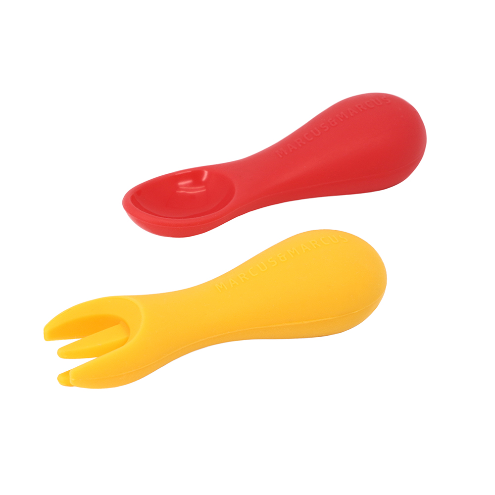 Bộ thìa nĩa tập ăn silicon cho bé Palm Grasp Marcus & Marcus, từ 12 tháng - Marcus