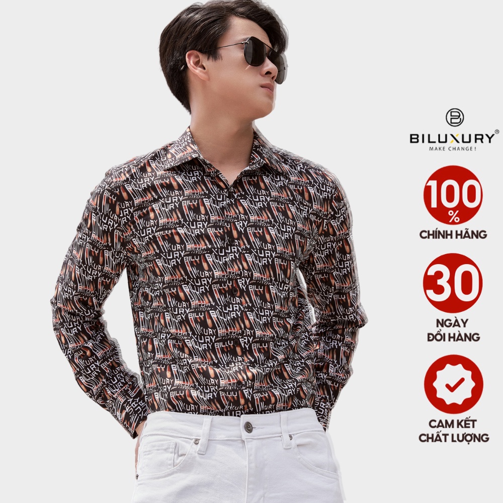 Áo sơ mi nam dài tay Biluxury họa tiết phom Casual thoải mái thiết kế phá cách đẳng cấp 6SMDH008DEN