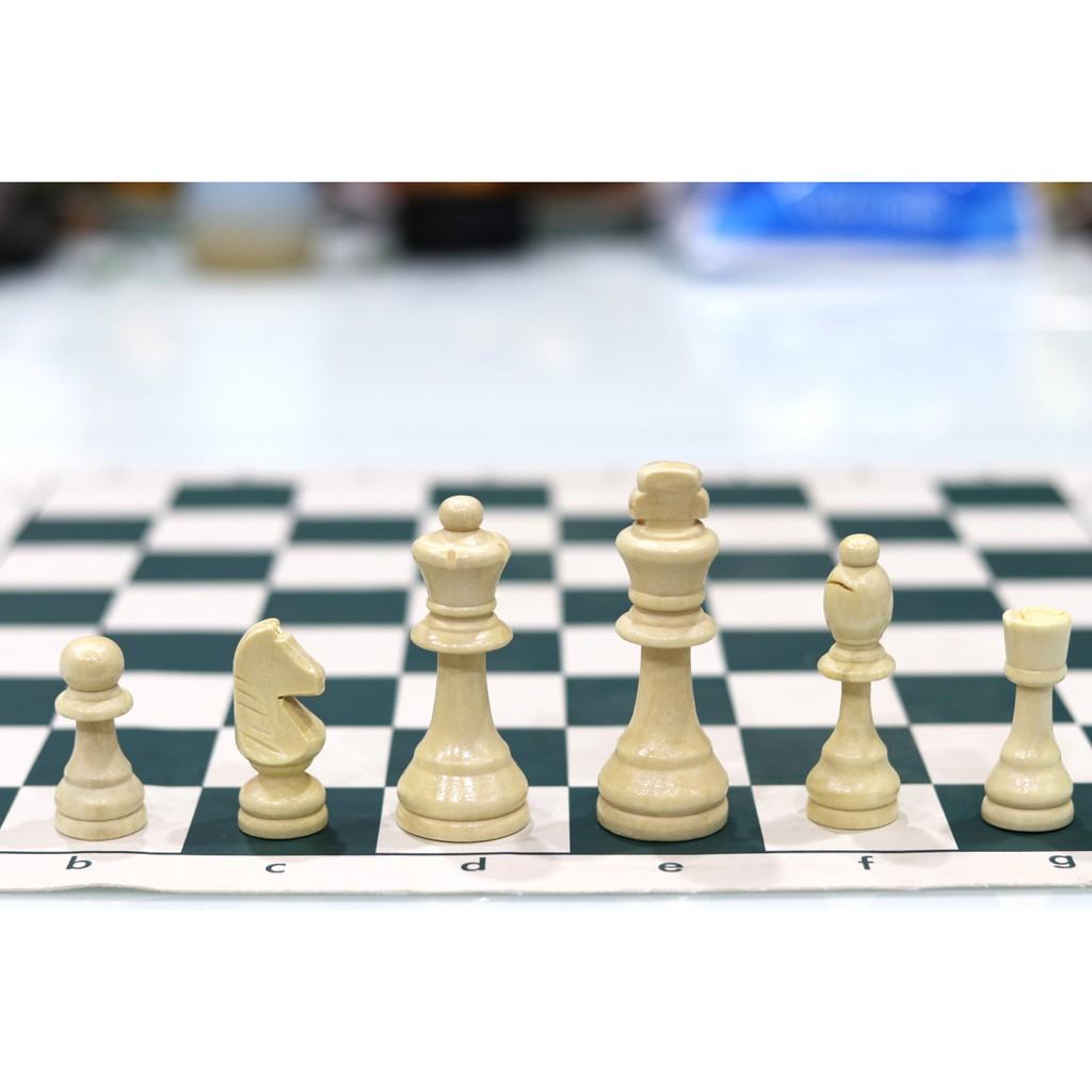 Bộ cờ vua Gỗ cao cấp kích thước tiêu chuẩn (kích thước thi đấu 34x90) - bàn vải da PU
