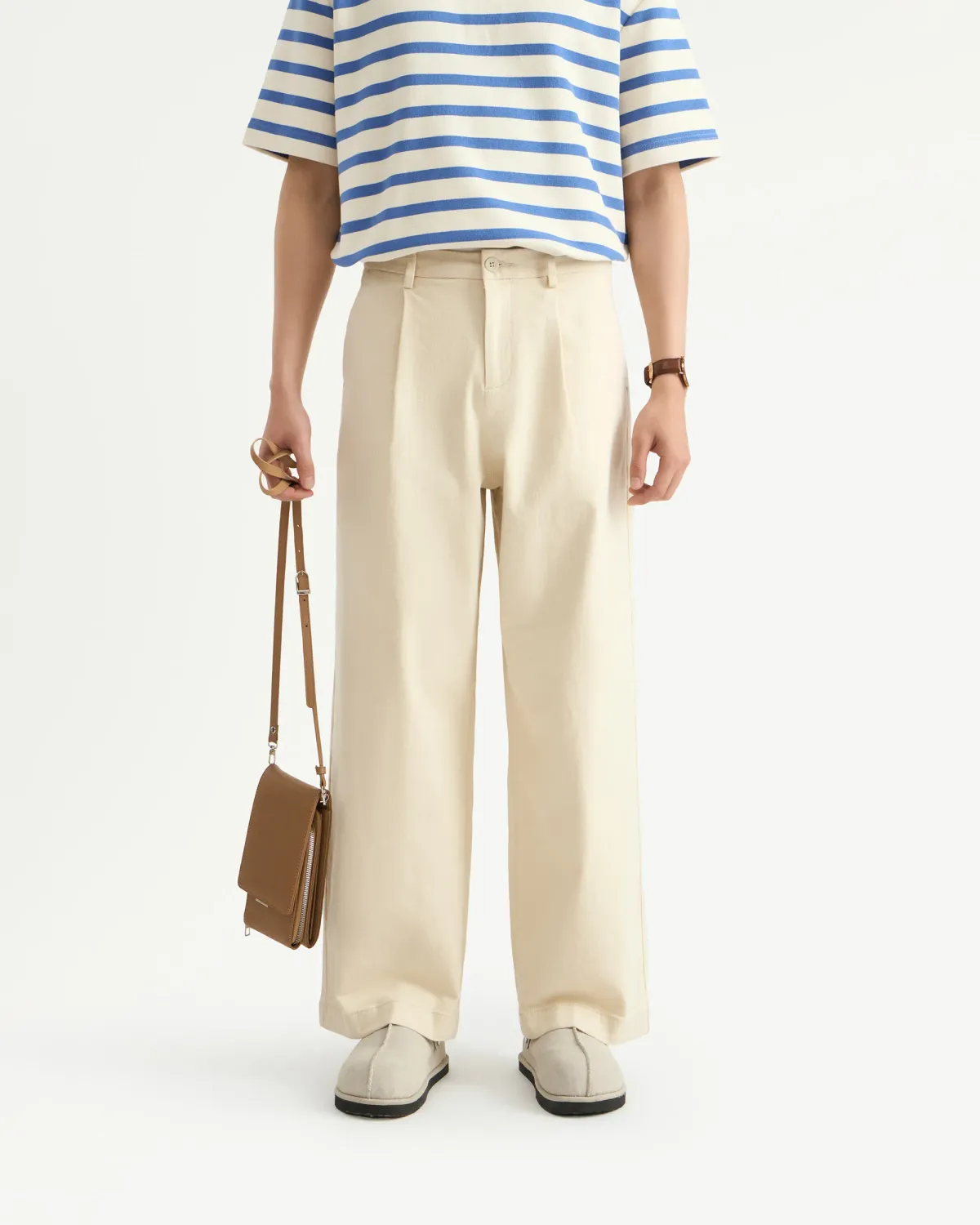 Quần dài khaki nam nhấn ly form Wide leg - RT 10S25PCA006 | ROUTINE CÀ MAU