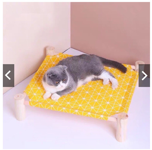 Giường Võng trụ gỗ cho chó mèo, Giường võng nhiều màu sắc kèm vải thoáng khí dễ dàng tháo lắp cho thú cưng