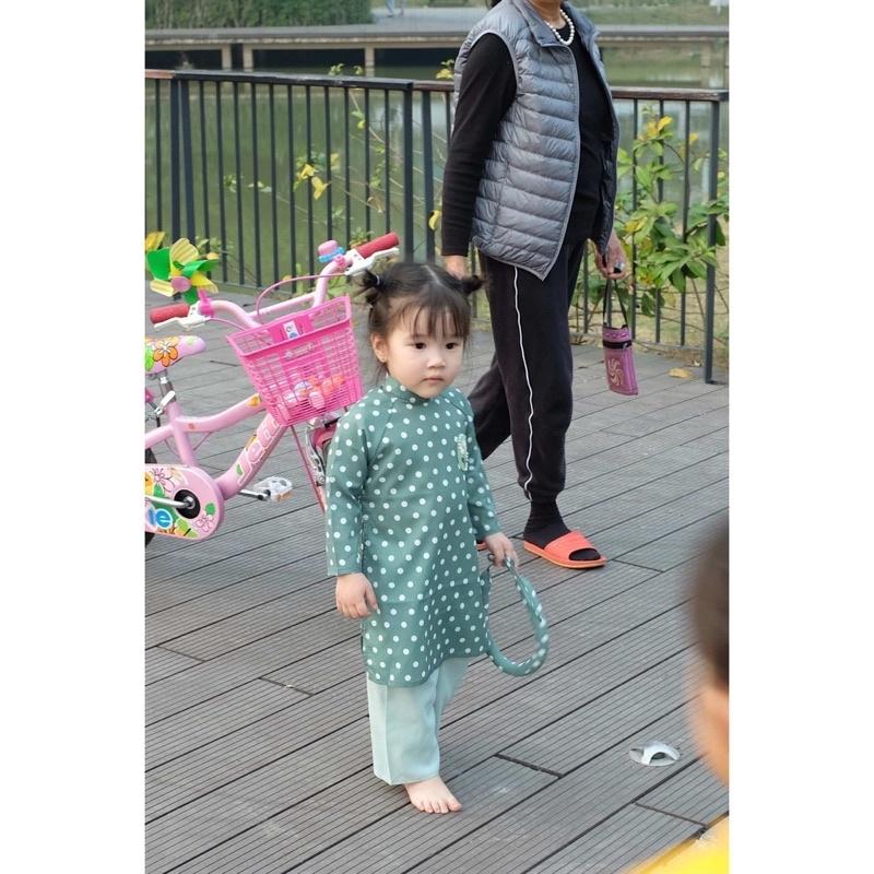 ÁO DÀI chấm bi cho bé nhà