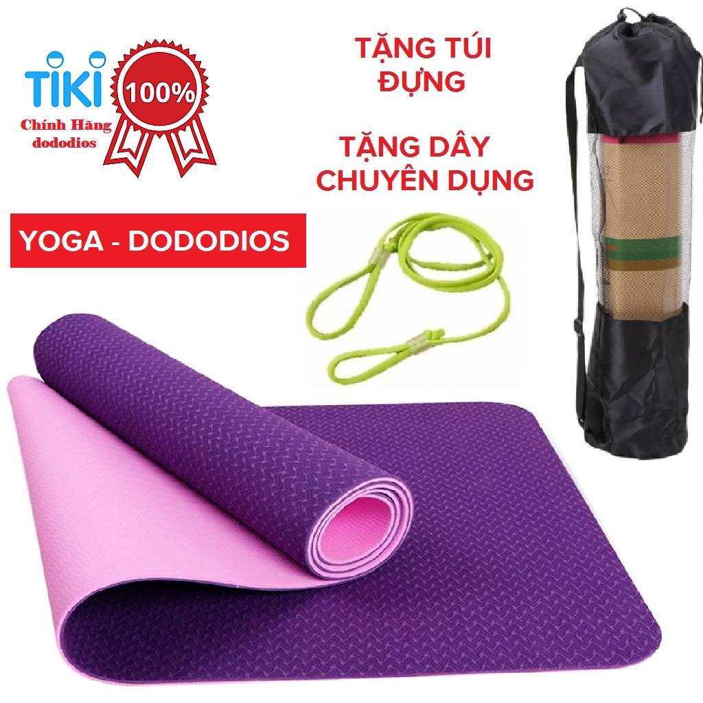 [CHỌN MÀU] THẢM TẬP YOGA, GYM 2 LỚP+ TÚI ĐỰNG THẢM TẬP YOGA + DÂY BUỘC CHUYÊN DỤNG - CHÍNH HÃNG DODODIOS