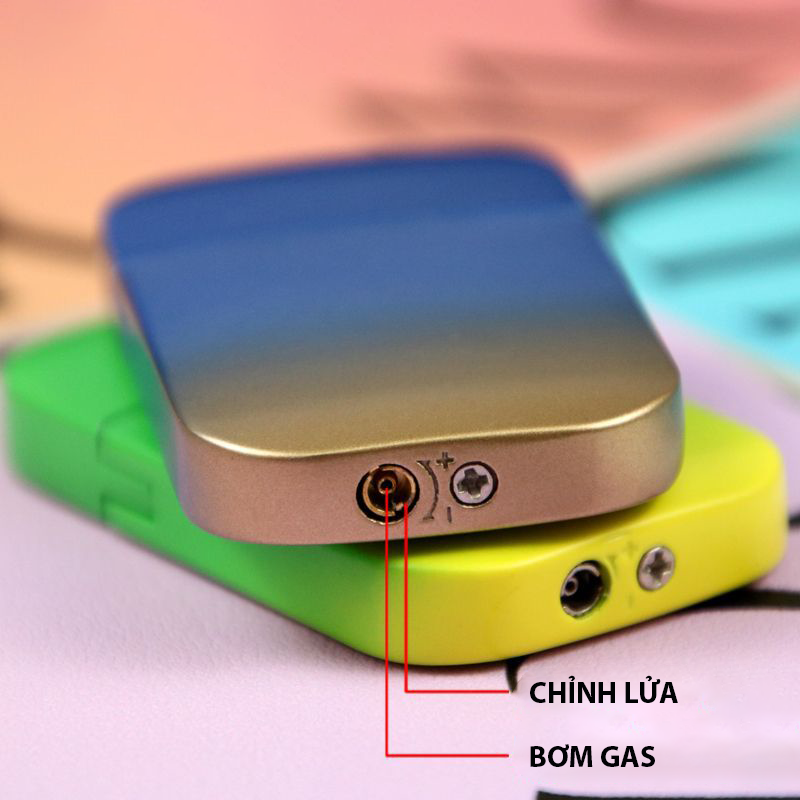 Bật Lửa Khè Siêu Mỏng Màu Cầu Vòng - Xài Gas (giao màu ngẫu nhiên)