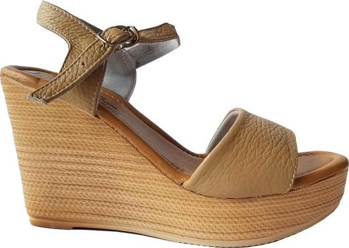 Giày sandal đế xuồng nữ da bò cao 5 phân HKT43