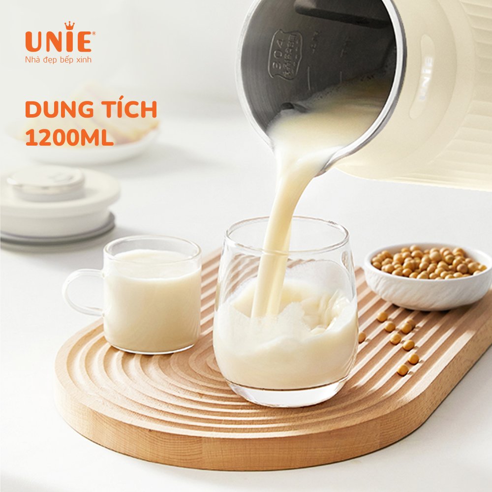 Máy làm sữa hạt UNIE UMB12 Dung tích 1200ml, công suất 1000w, Thiết kế mới thời thượng, chất liệu cao cấp đa tính năng xay nấu - hàng chính hãng