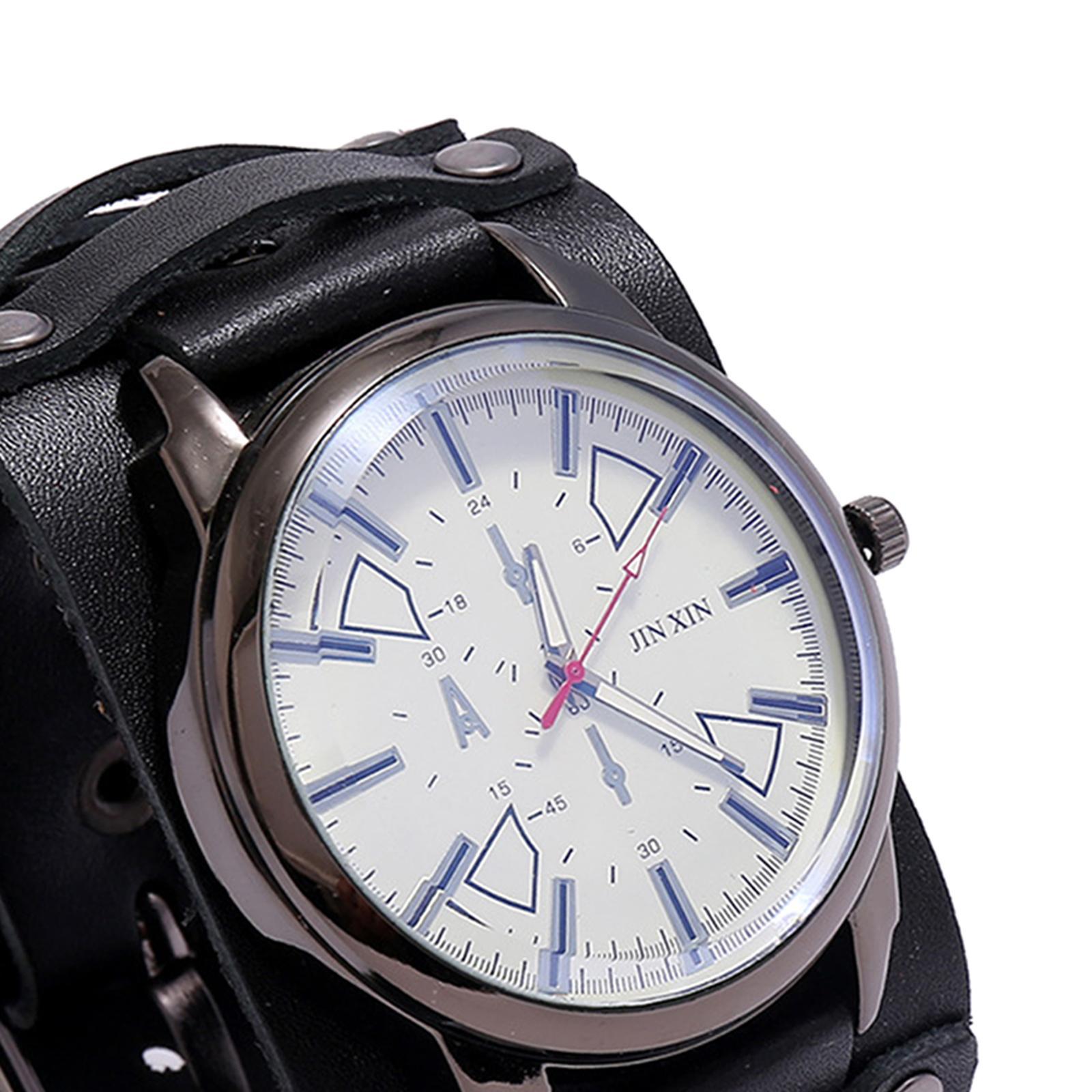Retro Punk Pointer Watch Leather Wide Belt Strap Adjustable Gift