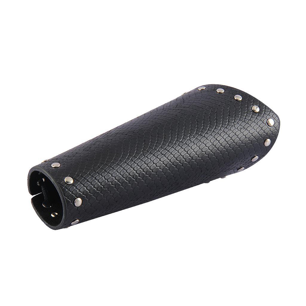 Punk Rock Gothic Leather Wrist Bracer Guards Arm Protector Wristband Black