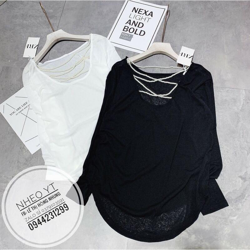 Áo Nữ Dài Tay Đan Lưng Chuỗi hạt