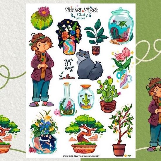 Sticker sheet plant mama - chuyên dán, trang trí sổ nhật kí, sổ tay | Bullet journal sticker - unim053