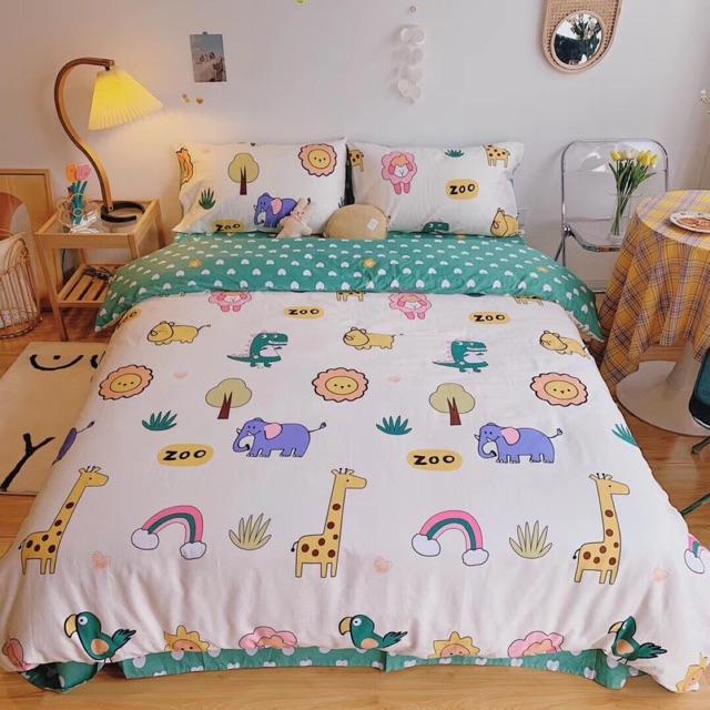 Set Cotton Living Hàng Nhập Khẩu Cao Cấp 4 Món Hươu Cao Cổ