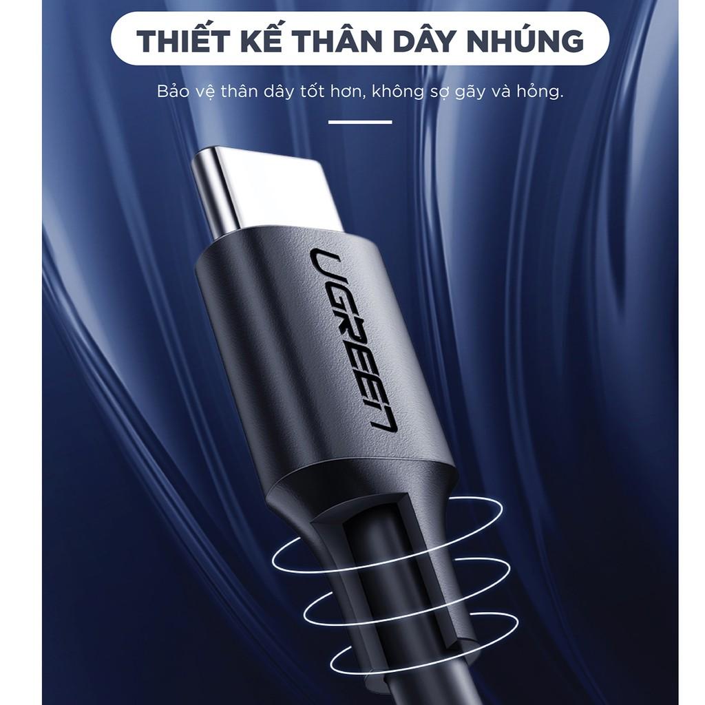 Cáp sạc nhanh UGREEN US287 USB 2.0 sang USB Type-C, điện áp 3A, độ dài từ 0.25m đến 2m - Hàng chính hãng