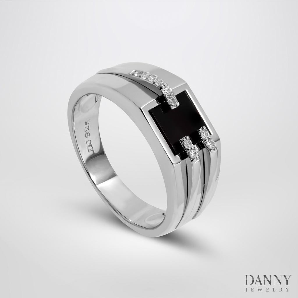 Nhẫn Nam Danny Jewelry Bạc 925 Đính Đá Onyx Xi Rhodium SP7225100023