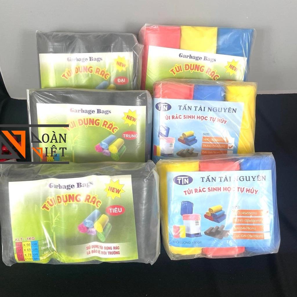 1 KG TÚI RÁC CUỘN [COMBO 3 CUỘN] - Dày, dai, chắc chắn TỰ HUỶ SINH HỌC - SIZE ĐẠI. TRUNG, TIỂU - Màu đen, vàng, đỏ , xanh