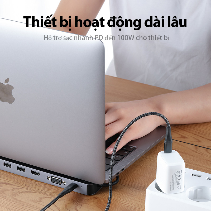 HUB Type-C ACOME AHT900 Chuyển Đổi Đa Năng 11 IN 1 Tốc Độ Cao Cổng USB, SD/Micro, PD Type-C - Hàng Chính Hãng