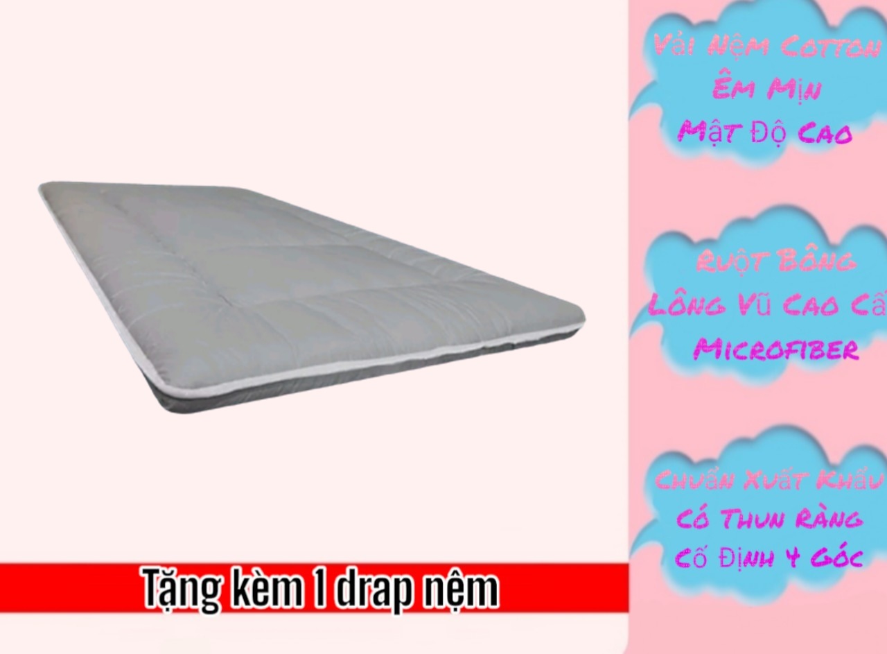 Nệm topper xuất Nhật 7CM Tặng Kèm Áo Bảo Vệ Nệm
