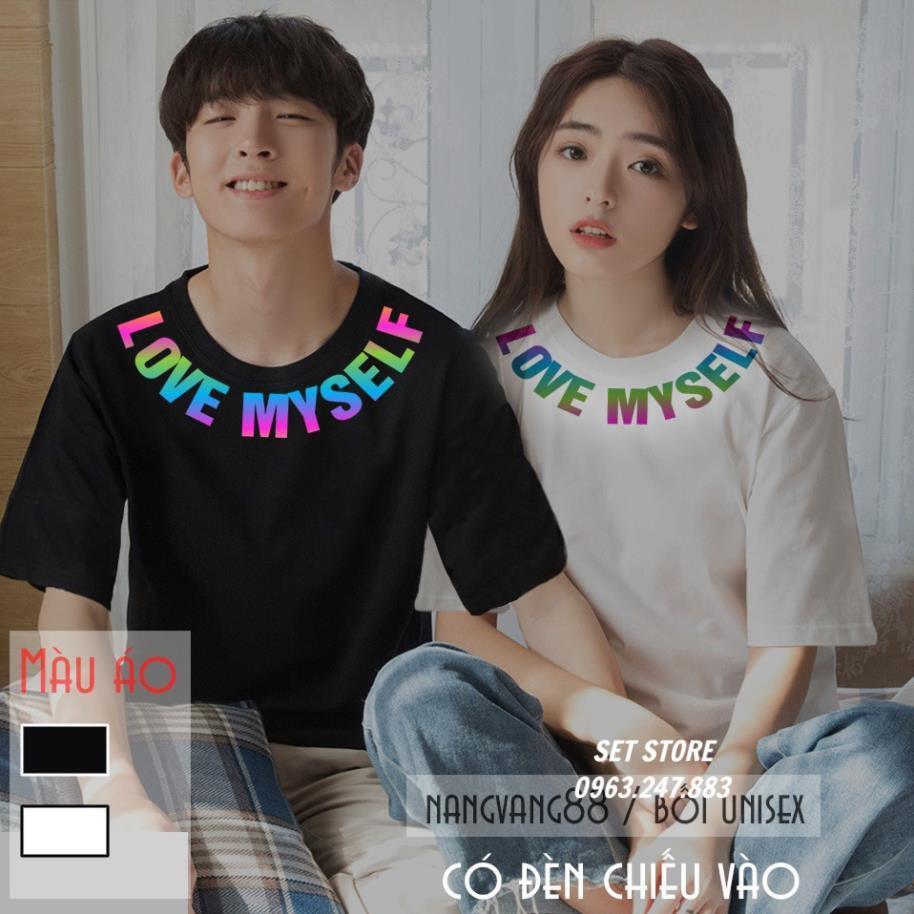 Áo Thun Tay Lỡ,áo phông nam nữ in Phản Quang 7 Màu Love Myself - Đen, Trắng TL123 Setstore