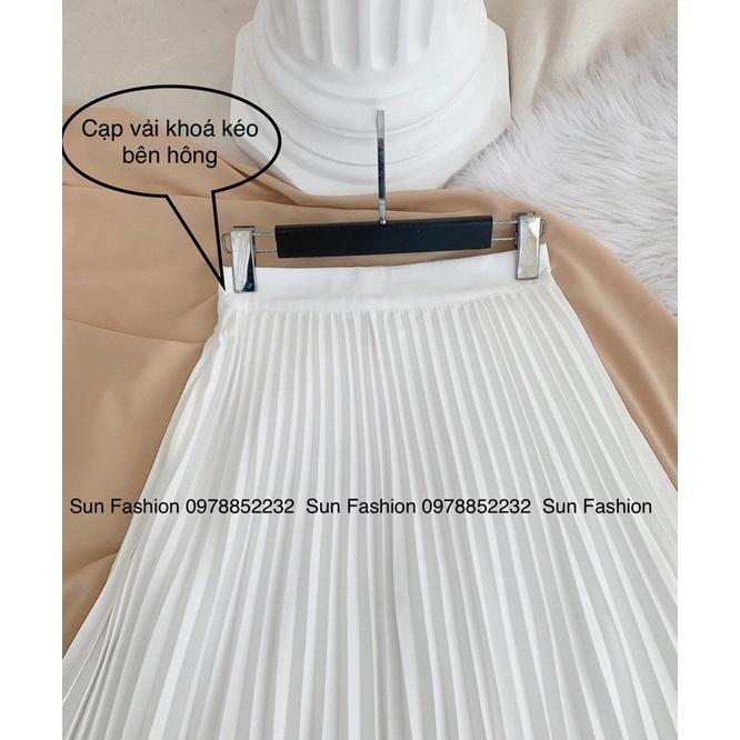 CHÂN VÁY QUẠT dập li xếp li dài midi vintage qua lối lịch sự đi làm đi chơi may 2 lớp lưng khoá kéo bên hông