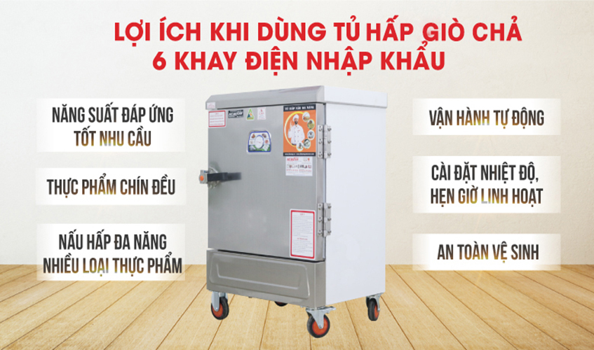 Tủ Hấp Giò Chả,Thực Phẩm 30 Kg/Mẻ Dùng Điện 6 Khay Nhập Khẩu NEWSUN, Hấp Đa Dạng, Năng Suất Cao - Hàng Chính Hãng