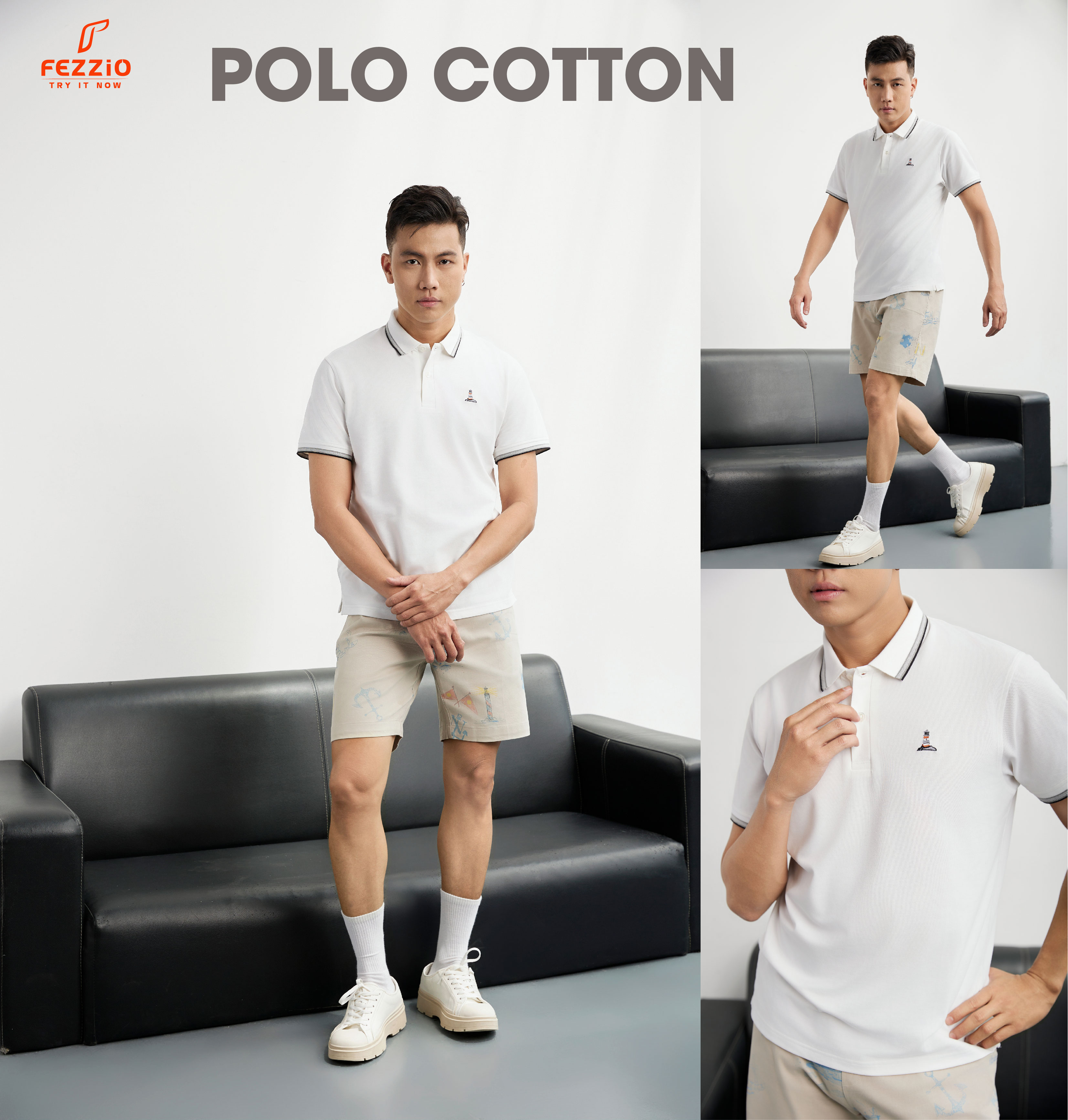 Ưu đãi sale khủng polo nam, áo thun bo cổ trụ cotton Fezzio chính hãng