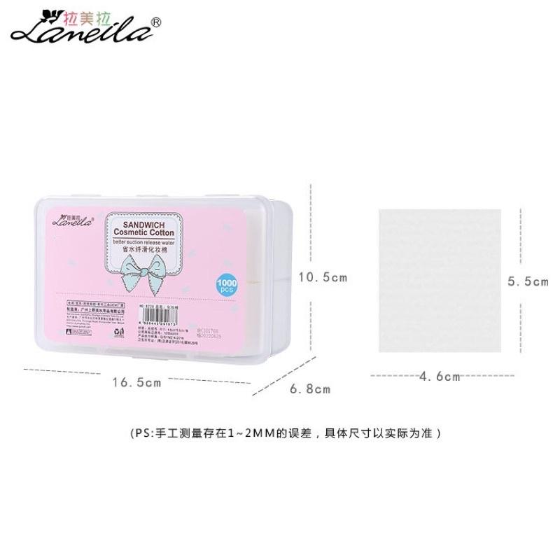 Bông tẩy trang cao cấp Laneila 1000 miếng có vỏ hộp xinh xắn  - Hộp 1000 bông tẩy trang, toner lau mặt