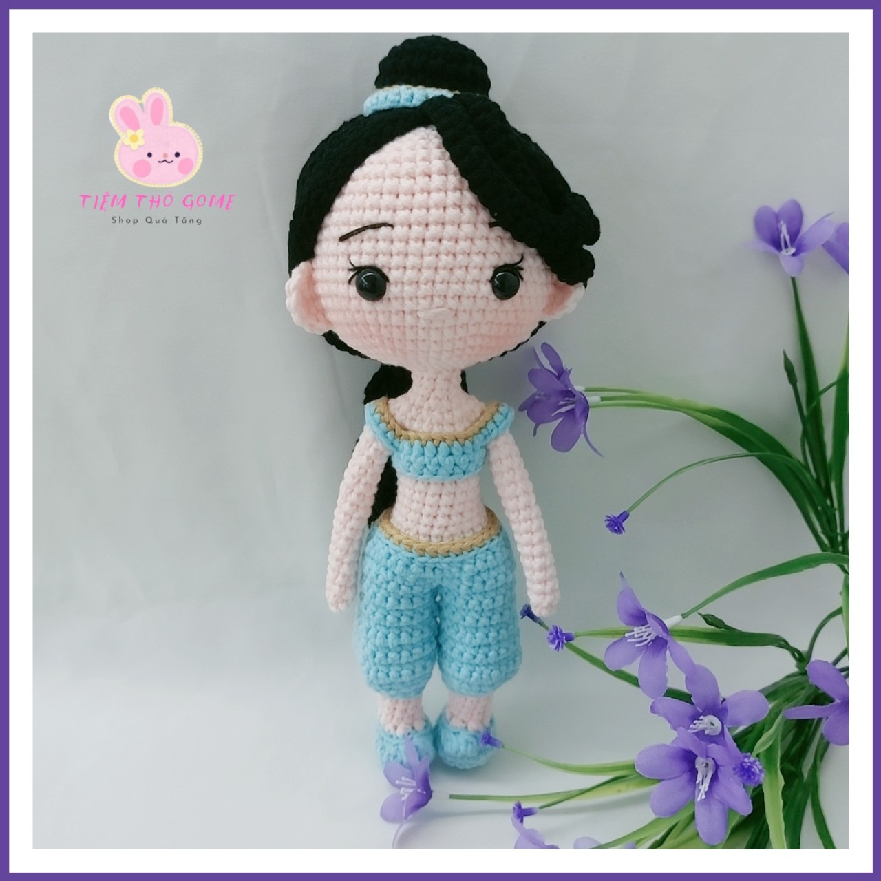 Búp bê nhồi bông, búp bê len móc handmade, Công chúa jesmine, quà cho cho bé