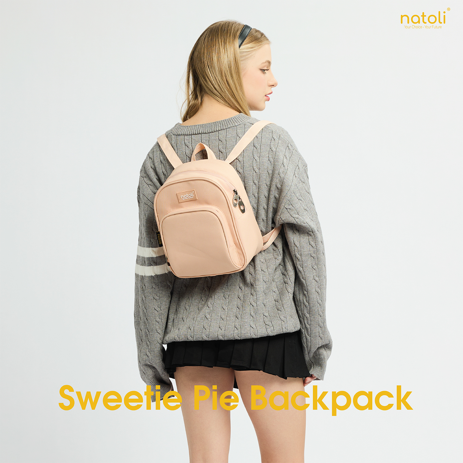 Balo thời trang mini chính hãng NATOLI BST Sweetie Pie Backpack chất vải canvas  basic cao cấp