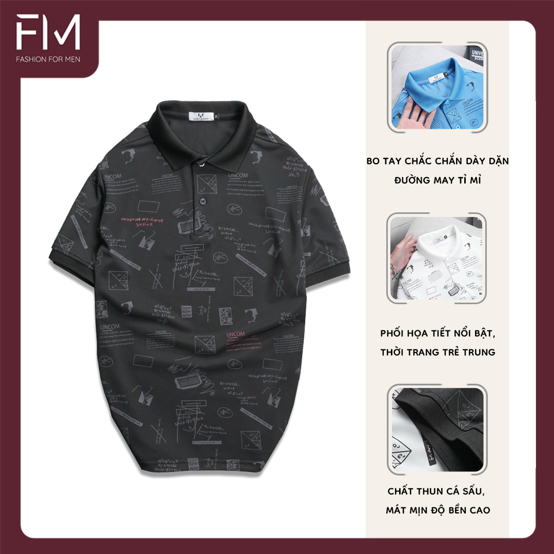 Áo polo in họa tiết, chất liệu POLYESTER chống bám bụi, chống nhăn cao cấp - FORMEN SHOP - FMTD157